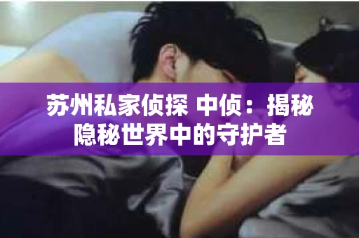 苏州私家侦探 中侦：揭秘隐秘世界中的守护者